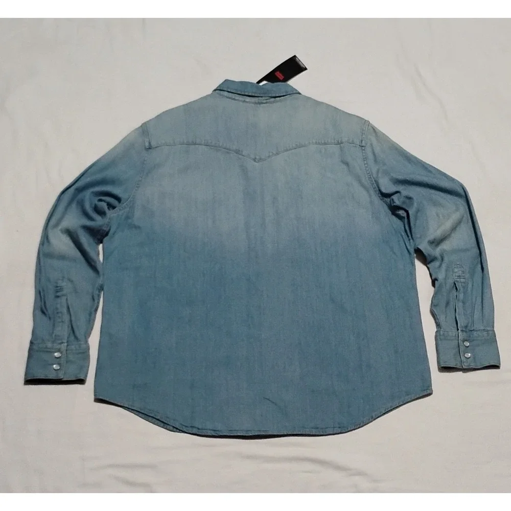 Levi's Barstow Western Shirt XL Denim Pearl Snap Rick Grimes Cosplay NWT